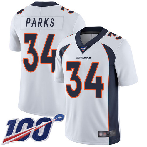 Men Denver Broncos #34 Will Parks White Vapor Untouchable Limited Player 100th Season Football NFL Jersey->denver broncos->NFL Jersey